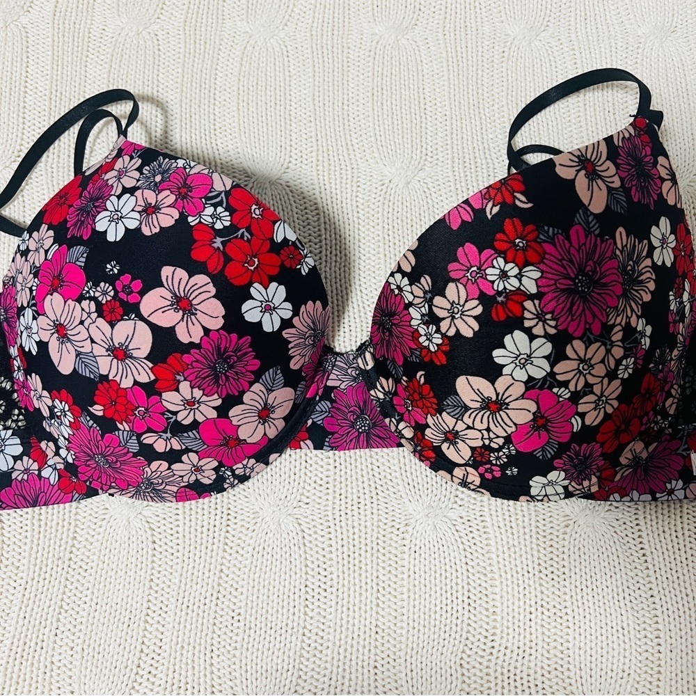 Kensie Women’s 38D Adjustable Strap Padded Gentle Lift Push Up Floral Bra